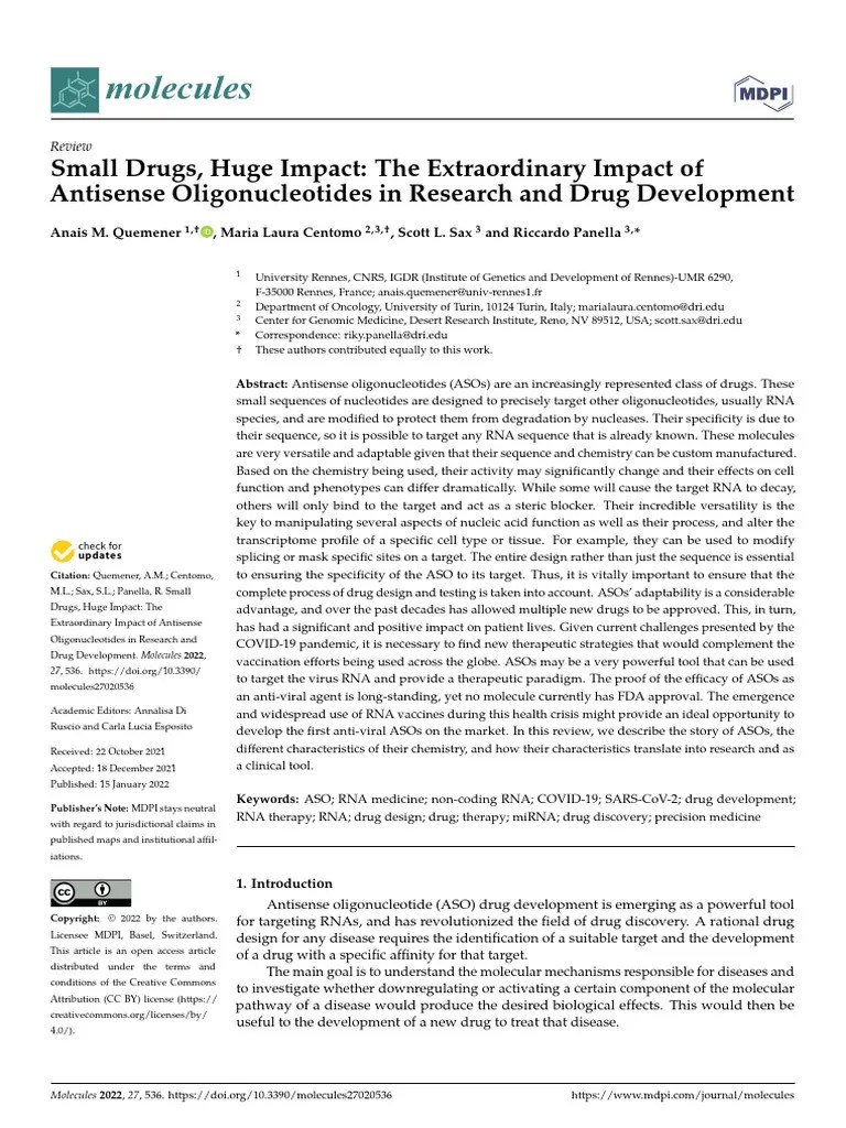 4. The Extraordinary Impact Of Antisense Oligonucleotides In Research ...