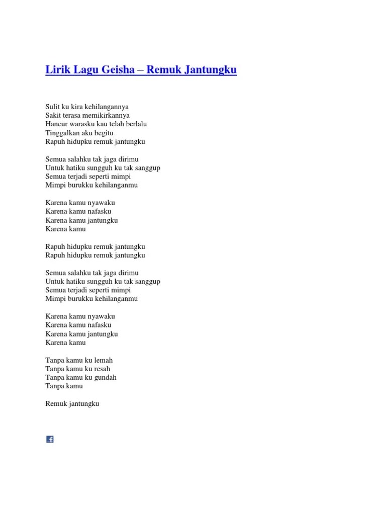Tweet allah sanggup apa yang tak pernah dilihat mata dan tak pernah didengar telinga yang tak pernah timbul di dalam hati semua disediakan bagi yang mengasihi dia reff: Lirik Lagu Geisha Pdf