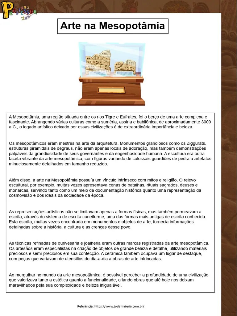 Exercicio 2 - Arte Na Mesopotamia | PDF | Mesopotâmia | Escrita