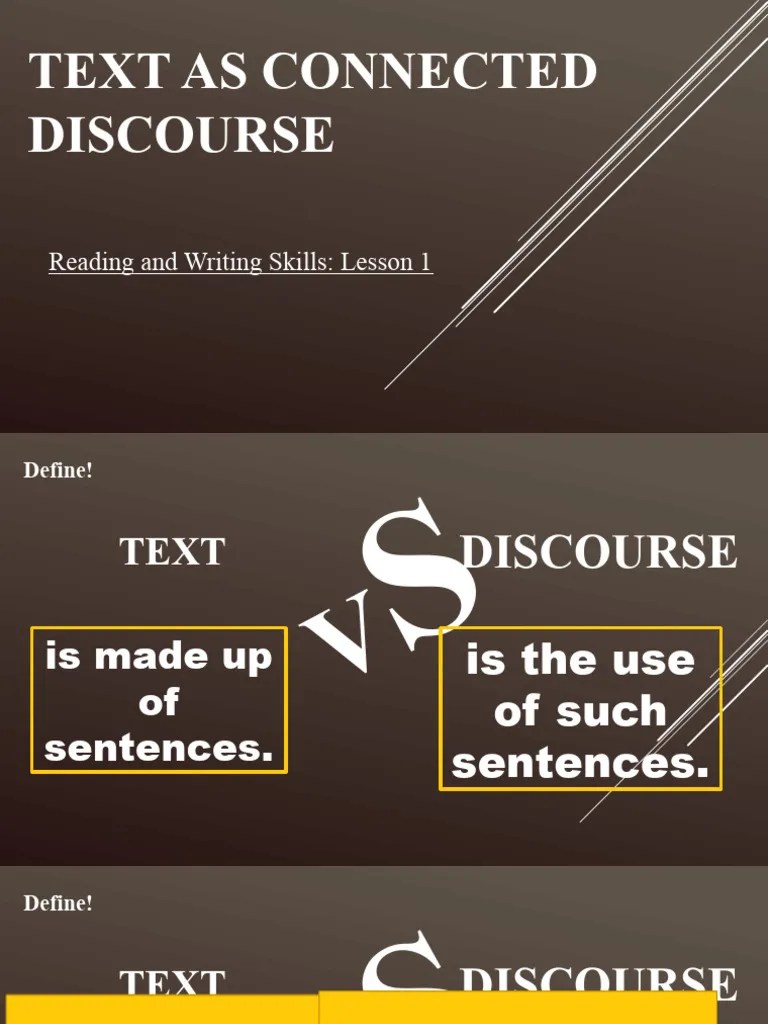 Lesson 1 - TEXT AS CONNECTED DISCOURSE | PDF | Logic | Thought