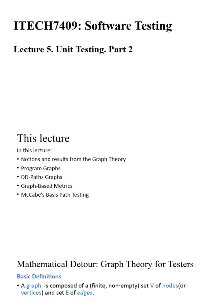 Lecture 5 Unit Testing Part 2 | PDF | Vertex (Graph Theory ...