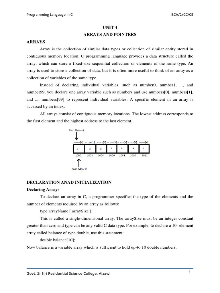 UNIT 4 | PDF | Pointer (Computer Programming) | Data Type