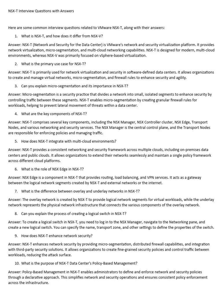 NSX Interview QAs | PDF | Cloud Computing | Computer Network