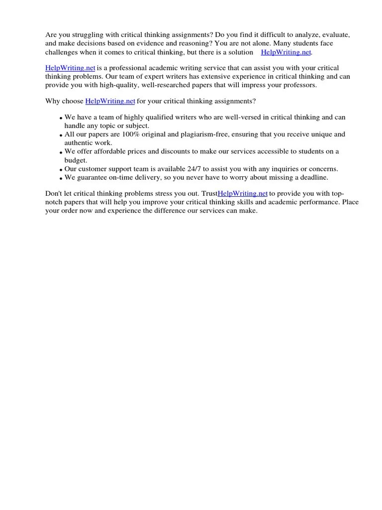 Critical Thinking Problem | PDF | Critical Thinking | Thought