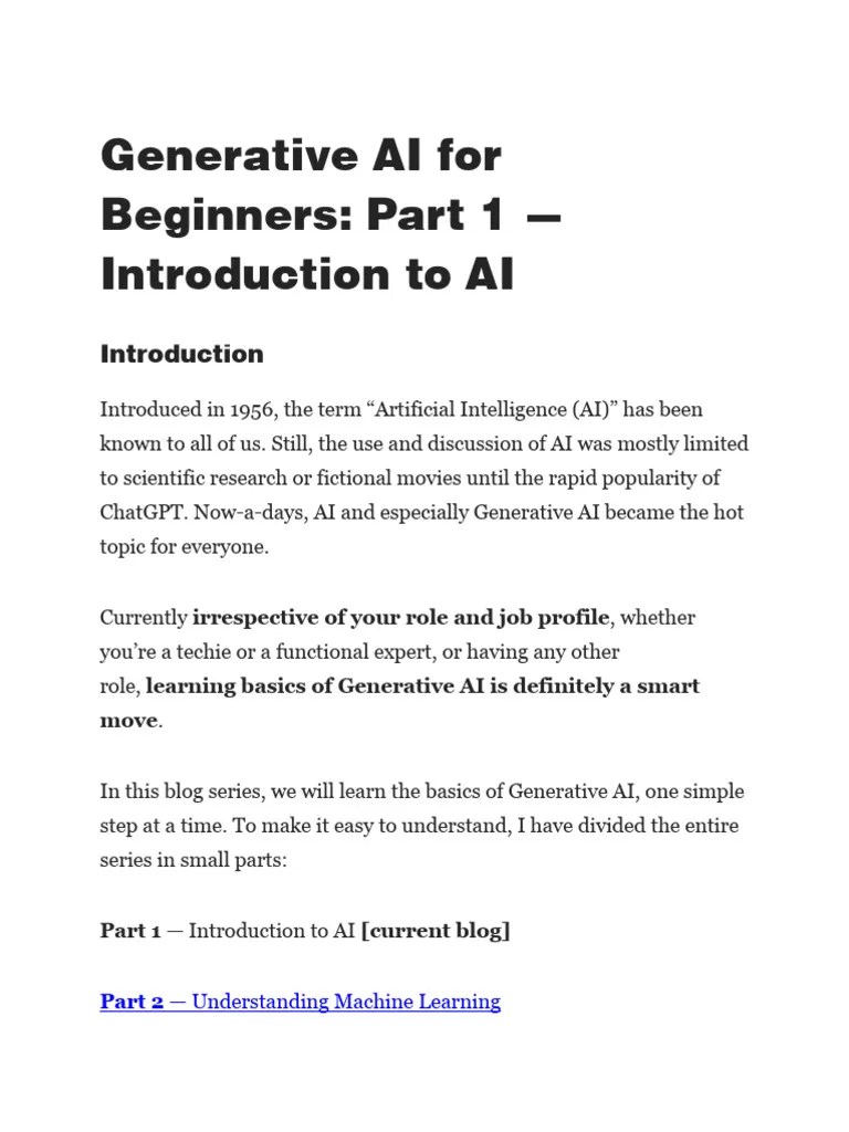 Generative AI For Beginners1 | PDF | Artificial Intelligence ...