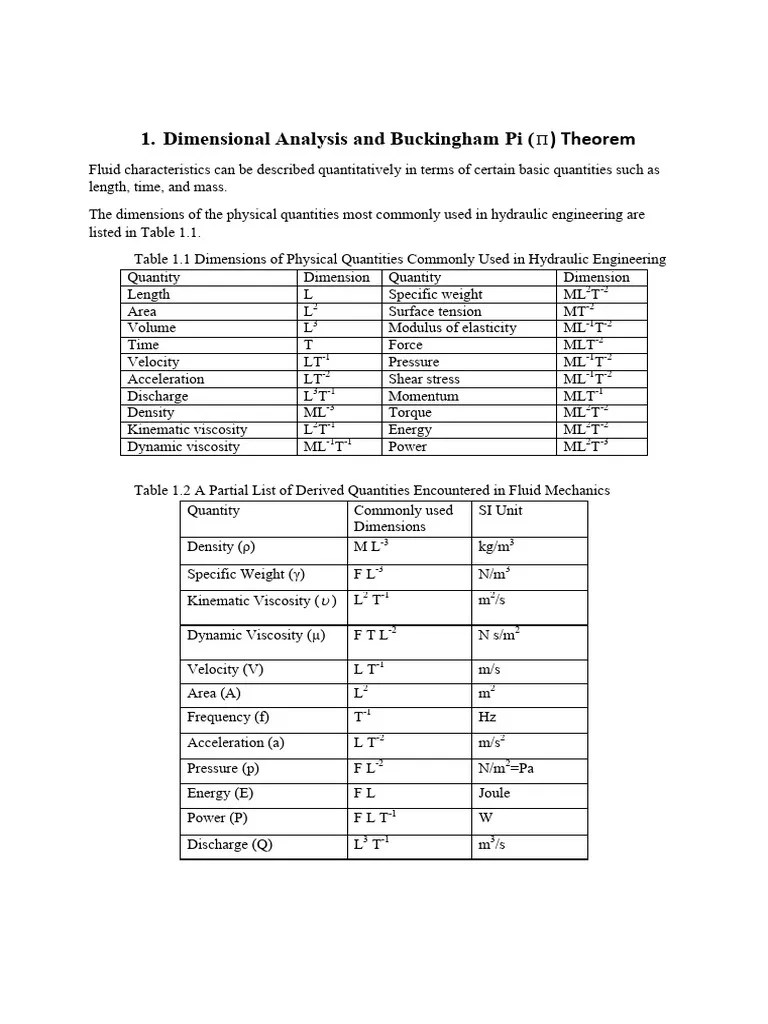 Lecture - Dimensional Analysis And Buckingham Pi | PDF | Fluid Dynamics | Reynolds Number