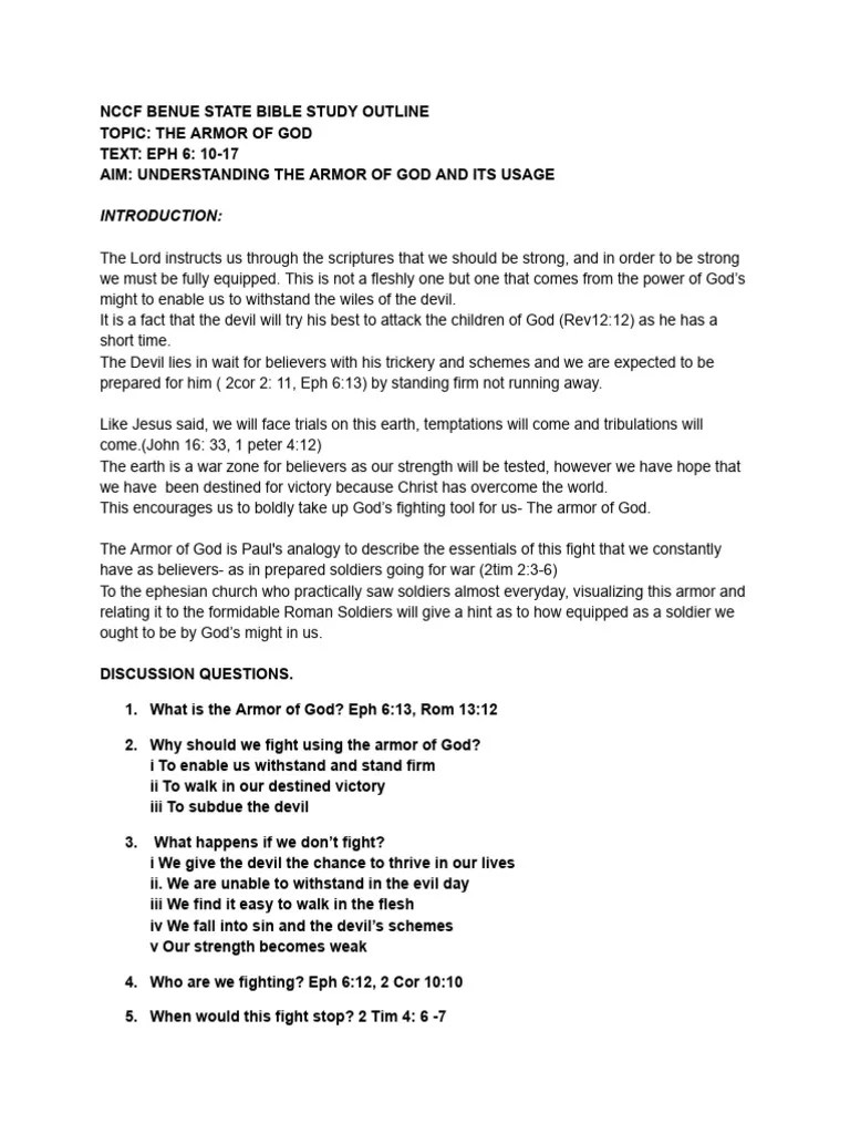 The Armor Of God Bible Study | PDF | Armor Of God | Devil