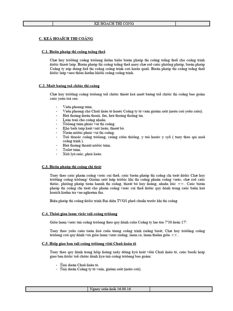 4.7.2.C Ke Hoach Thi Cong | PDF