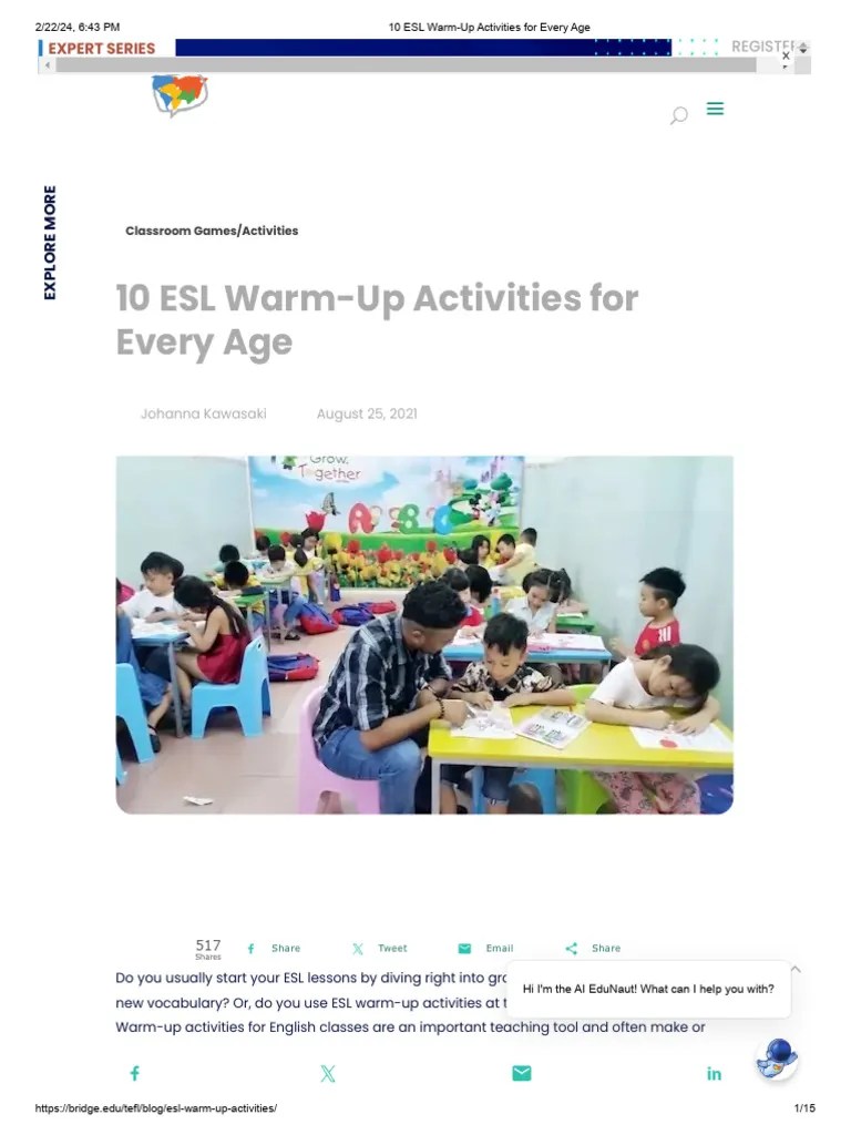 10 ESL Warm-Up Activities For Every Age | PDF | English As A Second Or ...