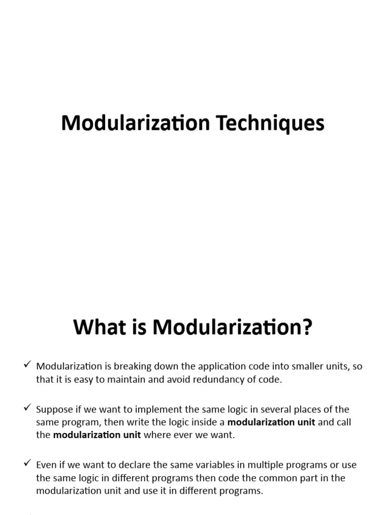 Modularization Techniques | PDF | Parameter (Computer Programming) | Programming