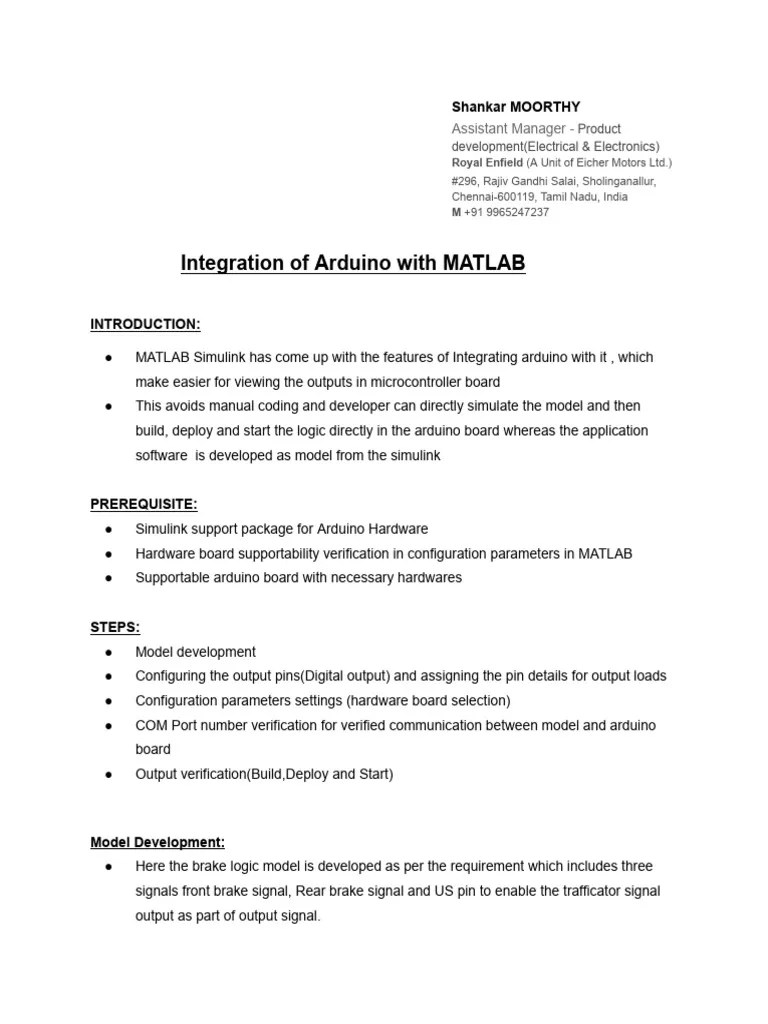 Integration Of Arduino With MATLAB Simulink | PDF | Arduino | Formal ...