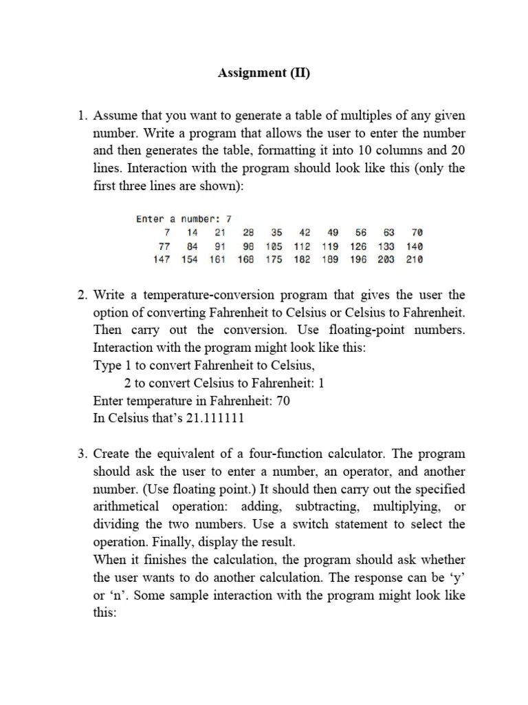 Assignment (II) | PDF | Fahrenheit | Control Flow