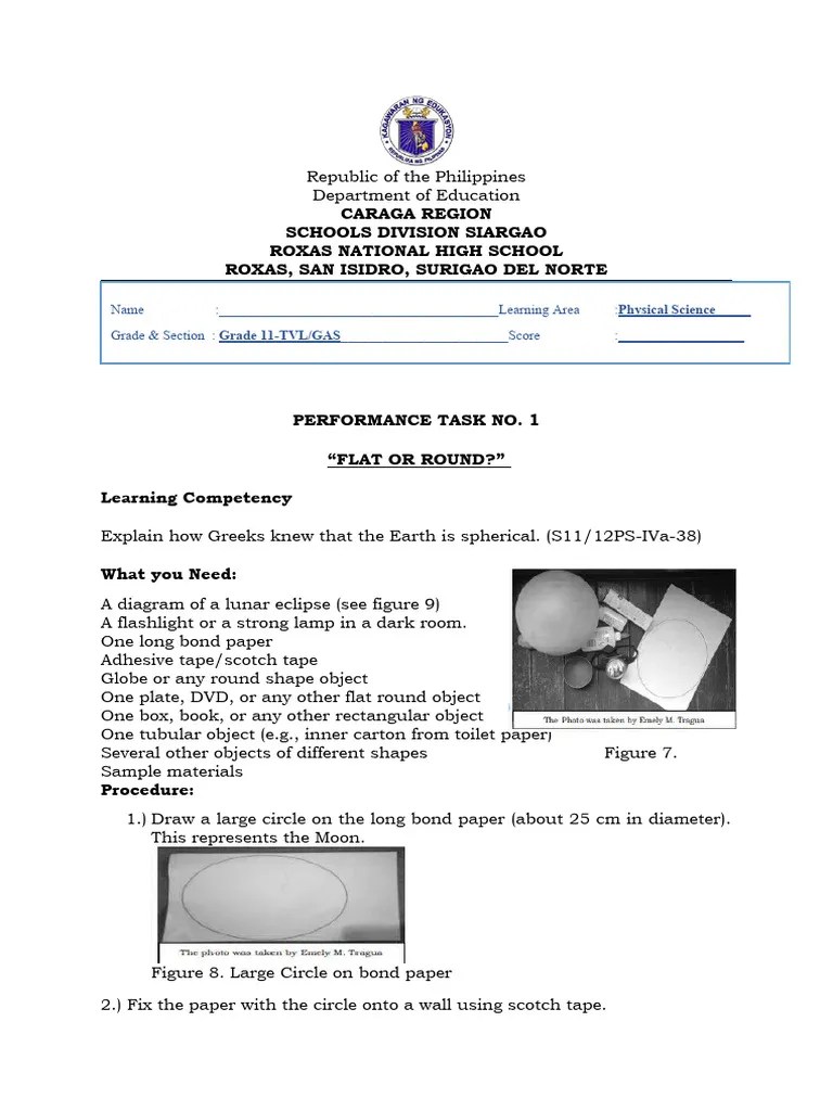 Physical Science Performance Task 1 Pdf Moon Shadow