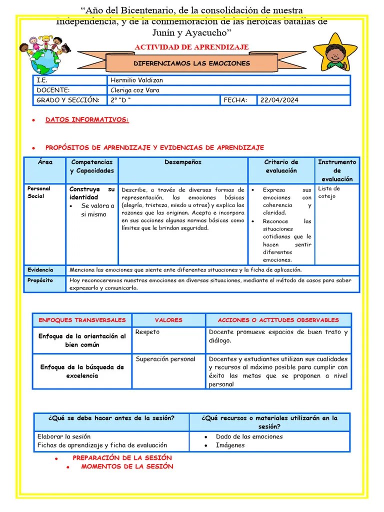Sesion Pers 22 - 04 - 2024 (Las Emociones) | PDF | Las Emociones ...