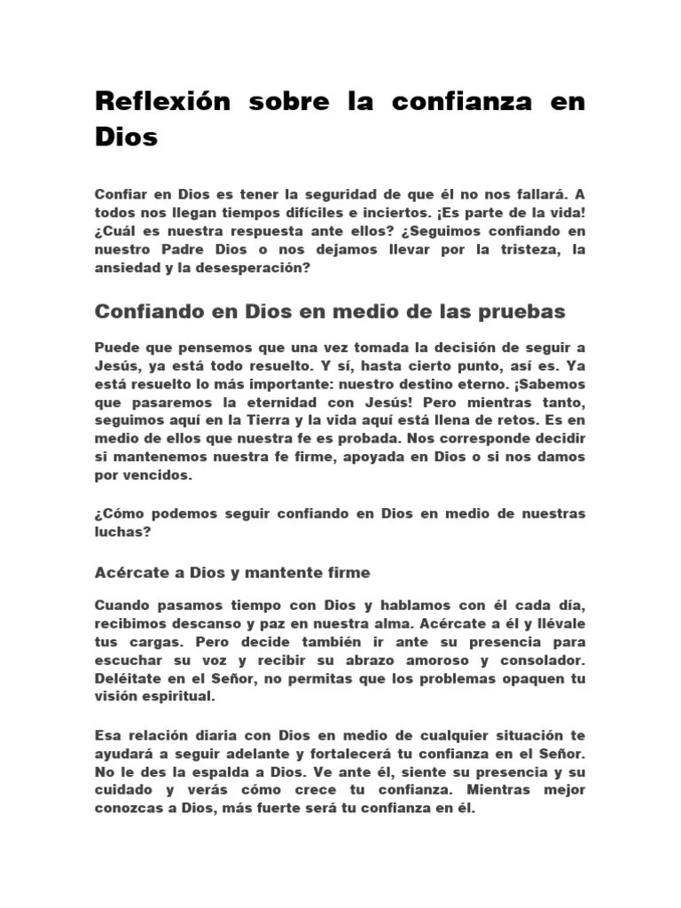 Reflexión Sobre La Confianza En Dios | PDF