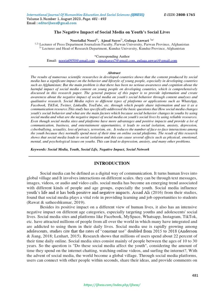 The Negative Impact Of Social Media On Youths Soc | PDF | Popular ...
