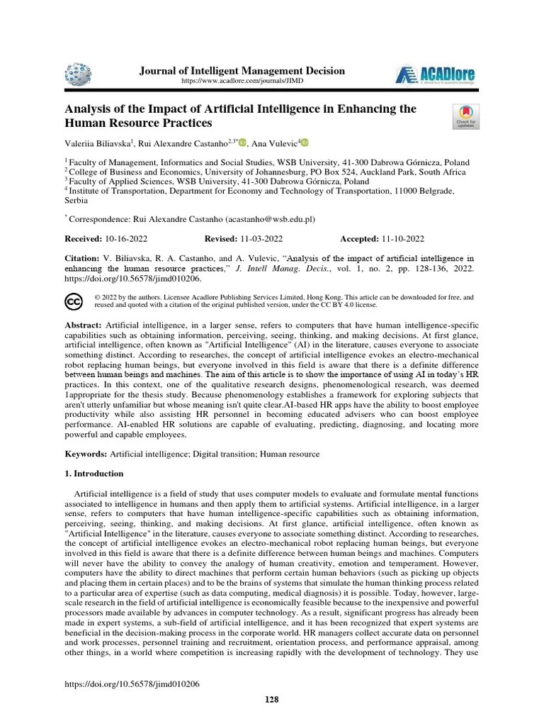 Analysis Of The Impact Of Artificial Int | PDF | Artificial ...