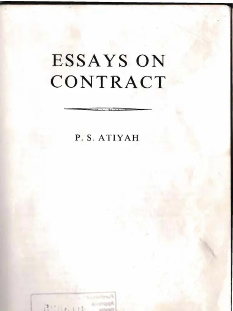 P.S. Atiyah, Contract, Promises And The Law Of Obligations | PDF