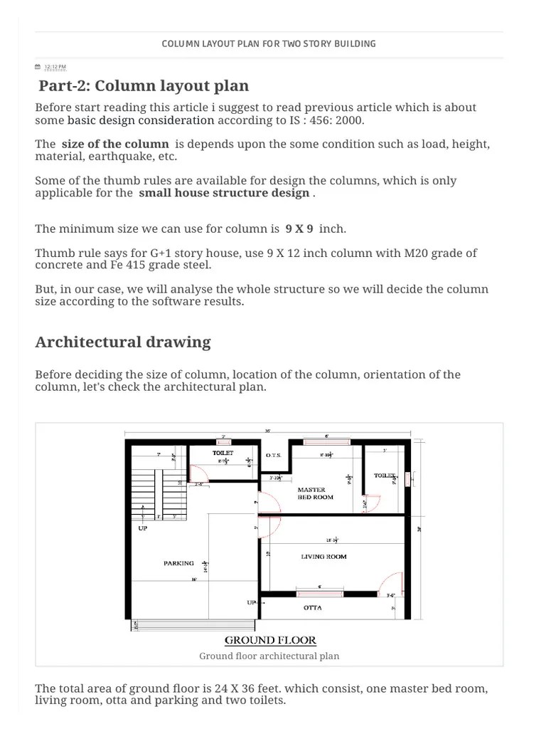 Column Layout Plan For Two Story Building Learn Everything - C | PDF | Column | Stairs