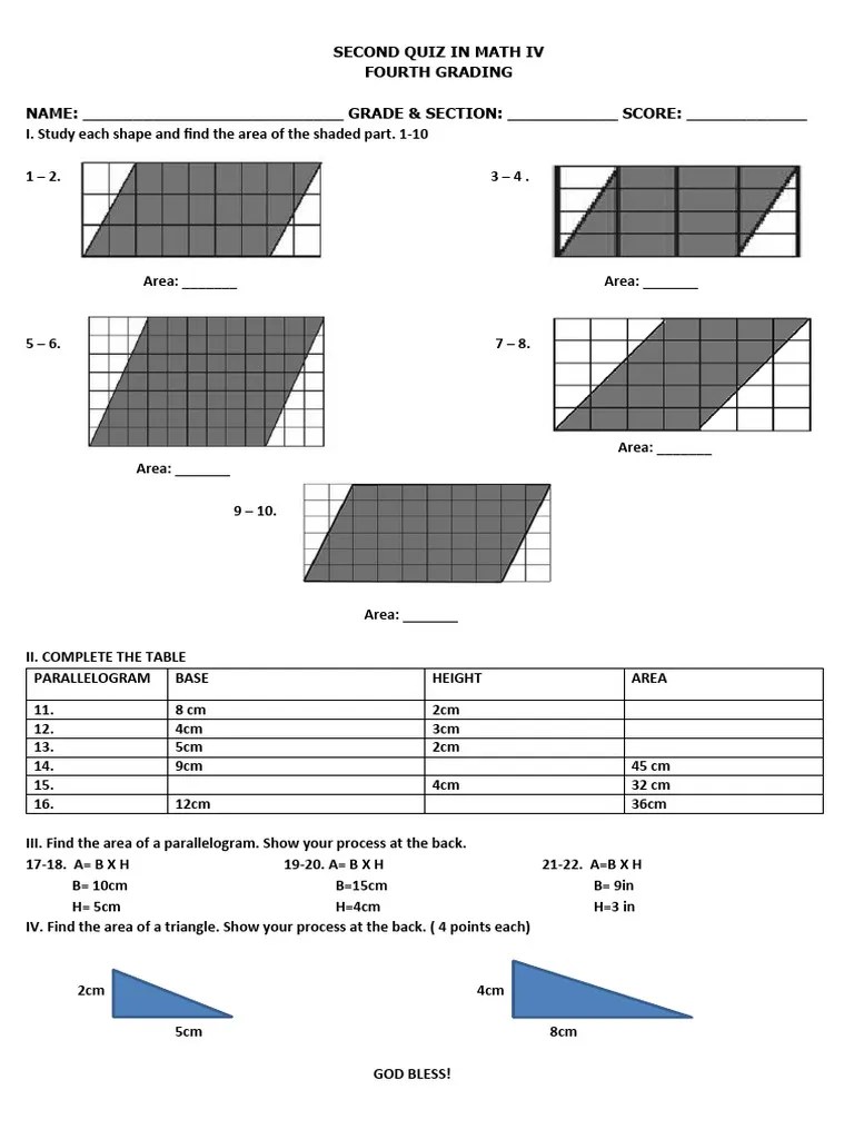 Summative Test In Math 4 4TH Quarter | PDF