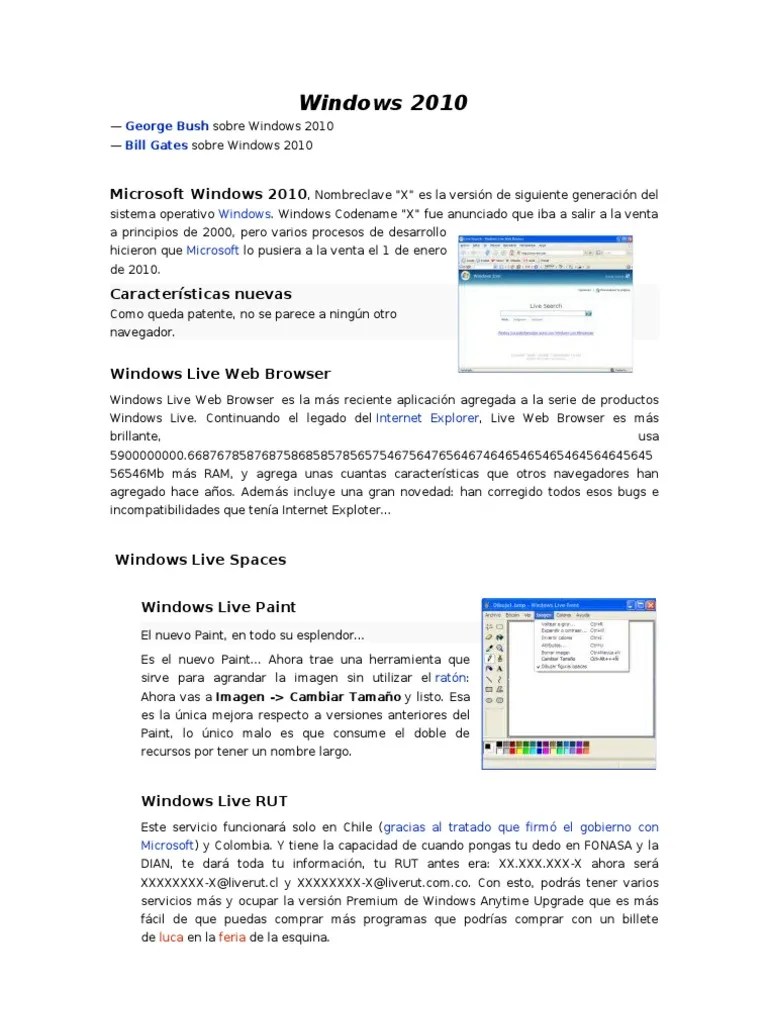 Sistema Operativo Windows 2010 | PDF | Sistema Operativo | Dos