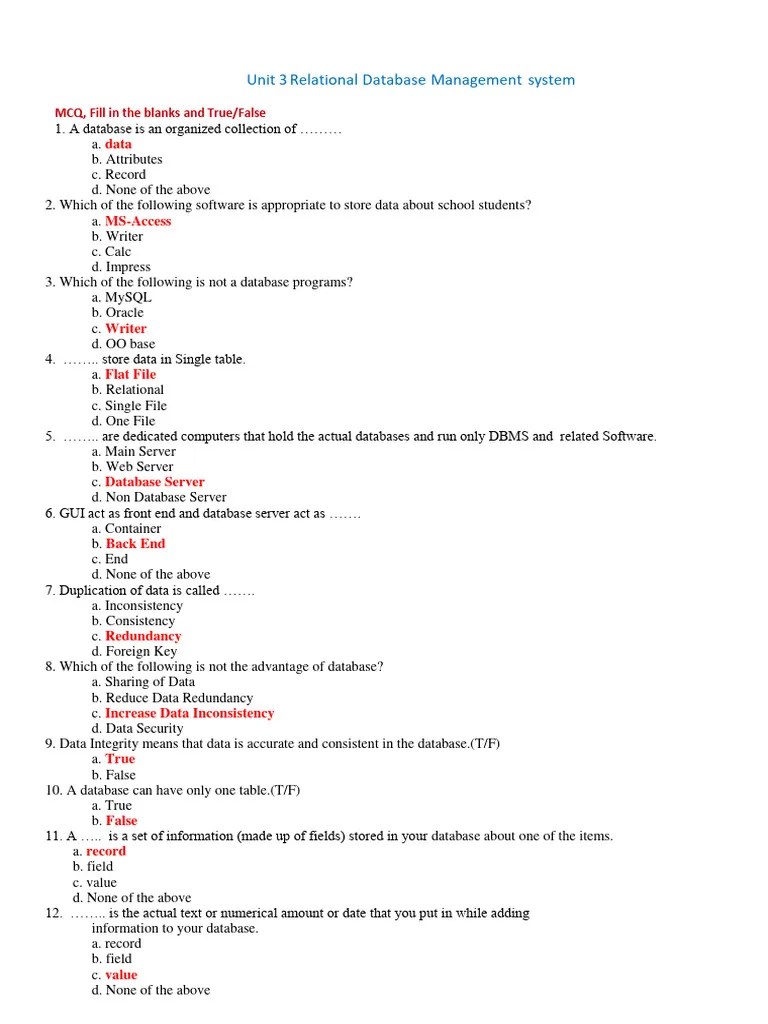 PART B UNIT 3 - Relational Database Management System-Whole Chapter ...