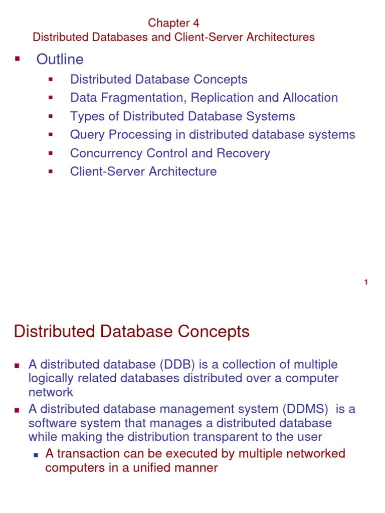 Distributed Database Fundamentals Pdf Databases Client Server Model