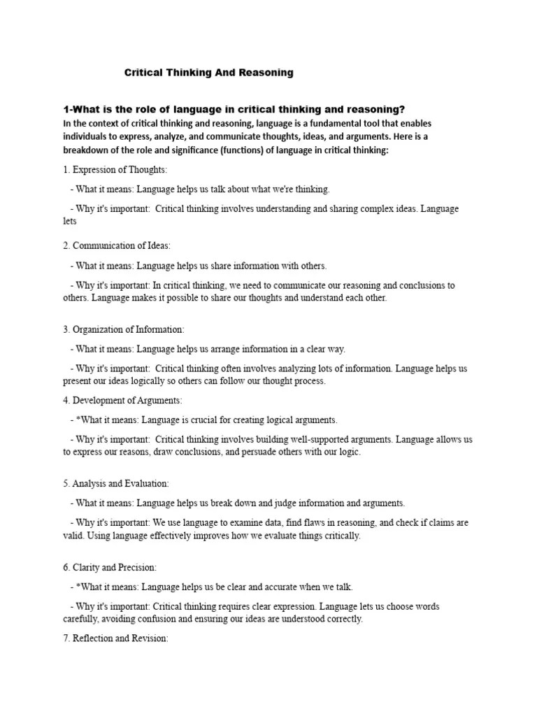 Critical Thinking And Reasoning | PDF | Argument | Inductive Reasoning