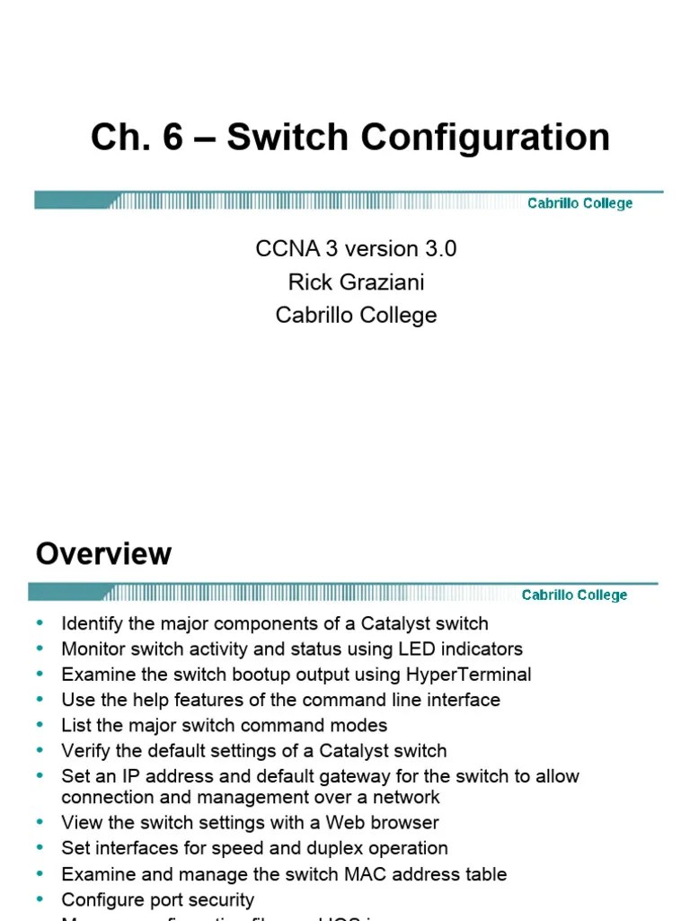 03 Ccna3 Mod6 SwitchConfiguration | PDF | Network Switch | Command Line ...