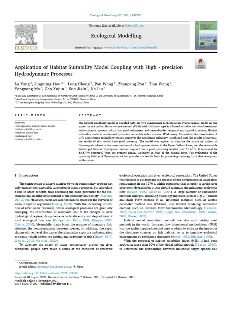 Application Of Habitat Suitability Model Coupling With High Precision ...