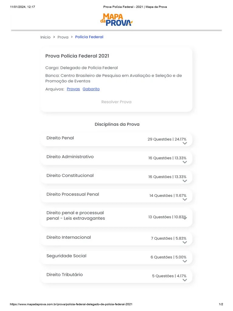 Prova Polícia Federal - 2021 - Mapa Da Prova | PDF | Justiça | Crime E ...