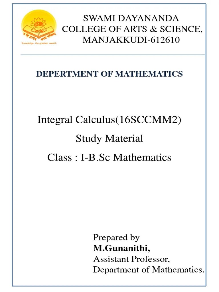 Integral Calculas Important Notes | PDF | Integral | Mathematical Analysis