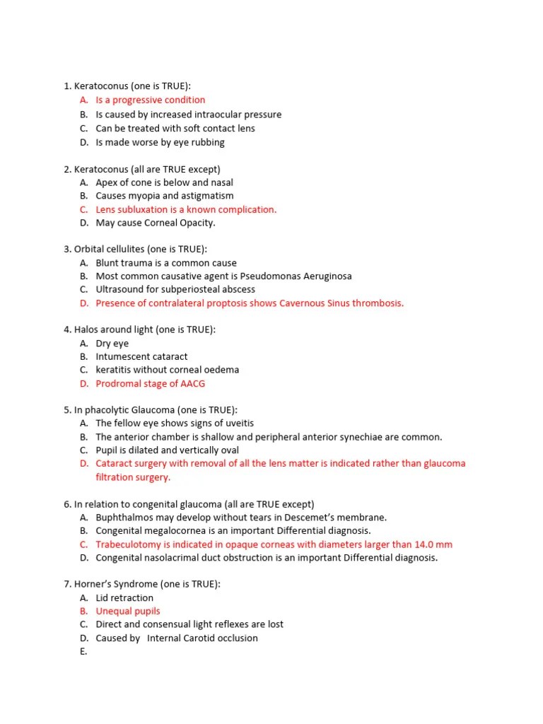 34 MCQS Ophthalmology | PDF | Glaucoma | Ophthalmology