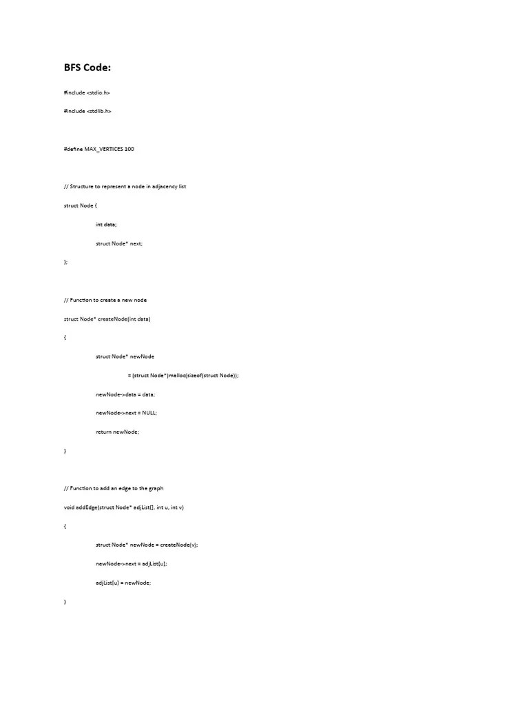 BFS Code AND DFS Code | PDF | Vertex (Graph Theory) | Queue (Abstract ...
