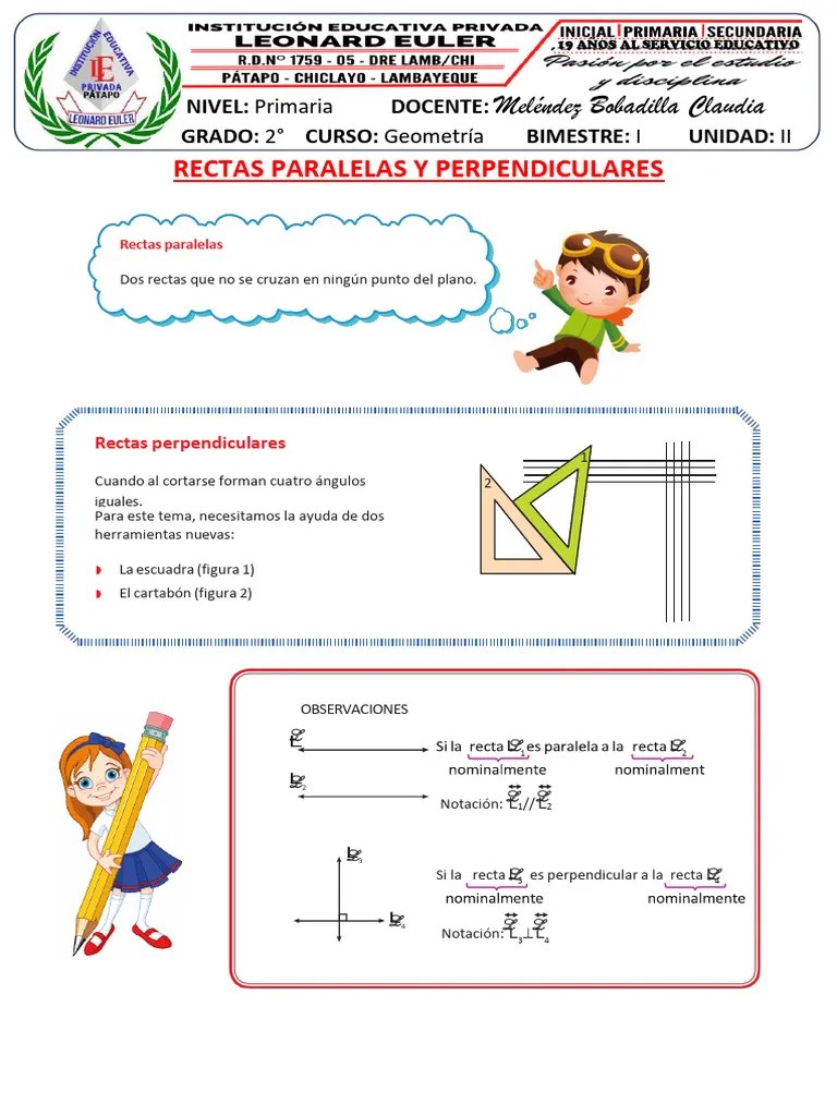 Rectas Paralelas Y Perpendiculares | PDF | Perpendicular | Geometría ...