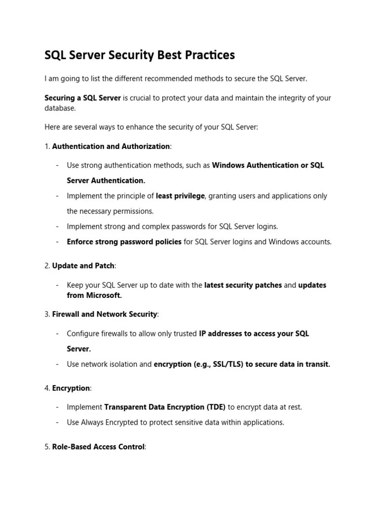 SQL Server Security Best Practices 0932719630 | PDF | Cyberwarfare ...