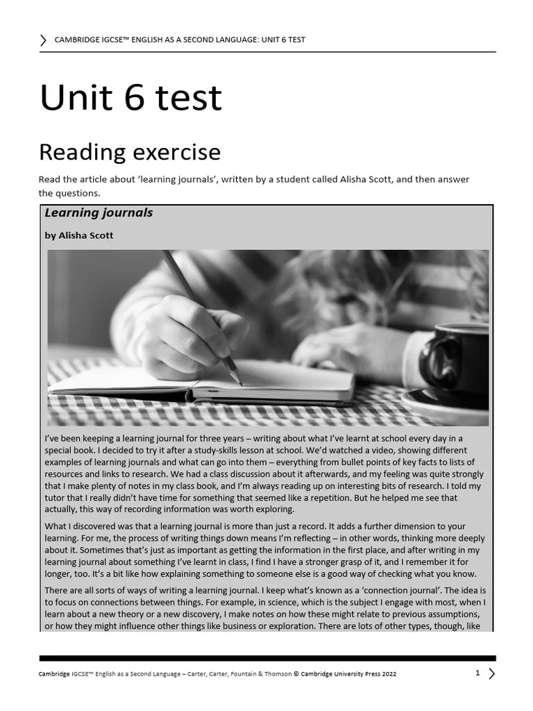 Igcse_esl_6ed_tr_unit6_test | PDF | Learning | English As A Second Or ...