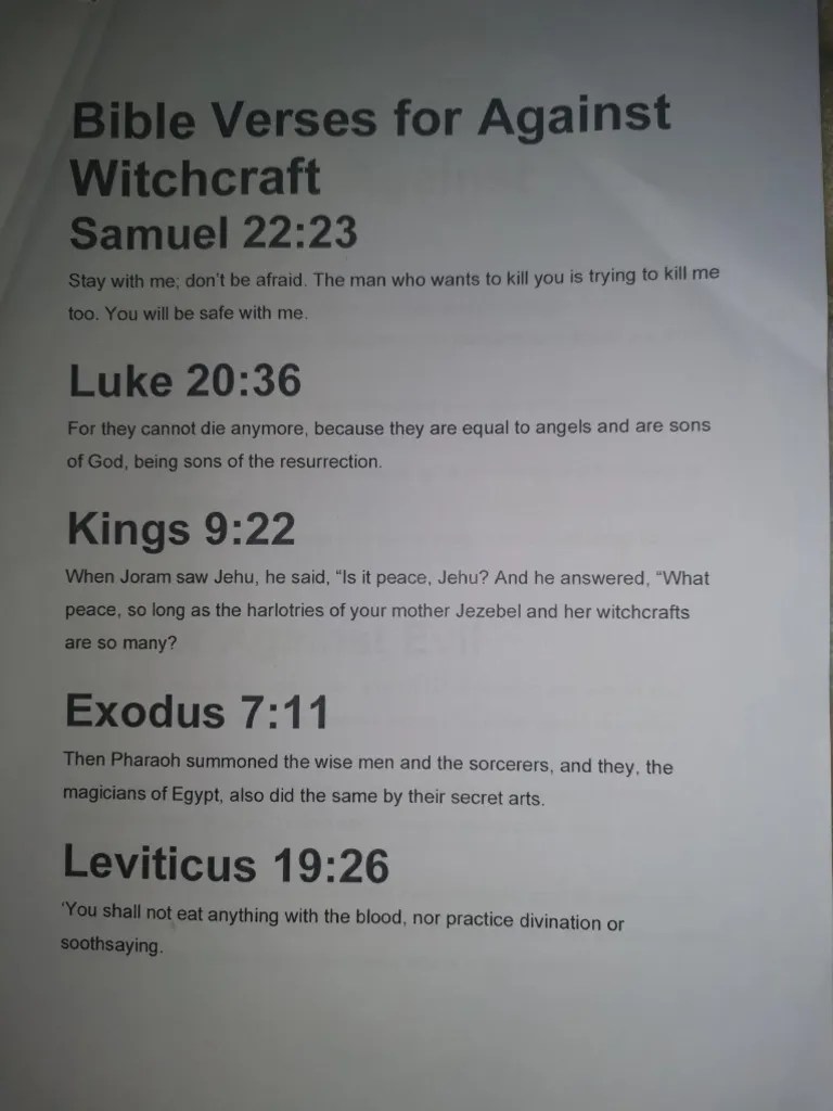 Bible Verses And Prayer Against Witchcraft | PDF