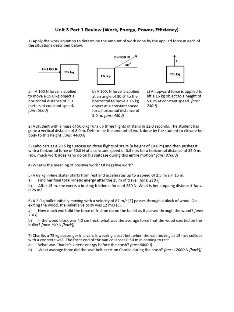 Unit 3 Part 1 Review (3.1 To 3.4) | PDF | Force | Applied And Interdisciplinary Physics