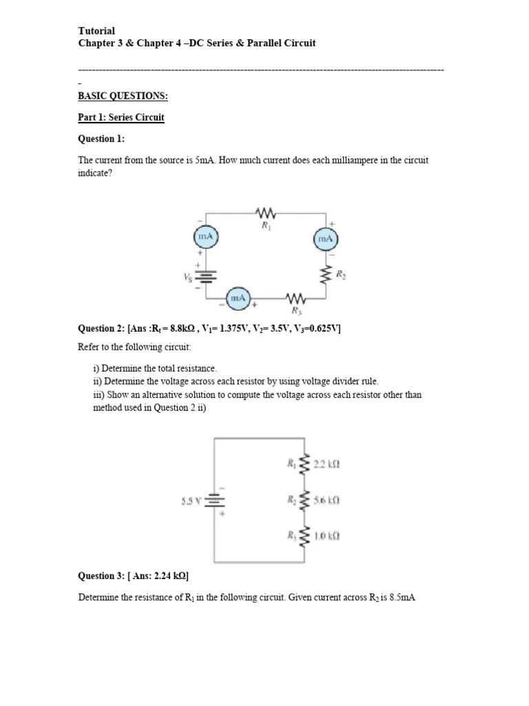 Electric Circuits Tutorial 3, 4 | PDF