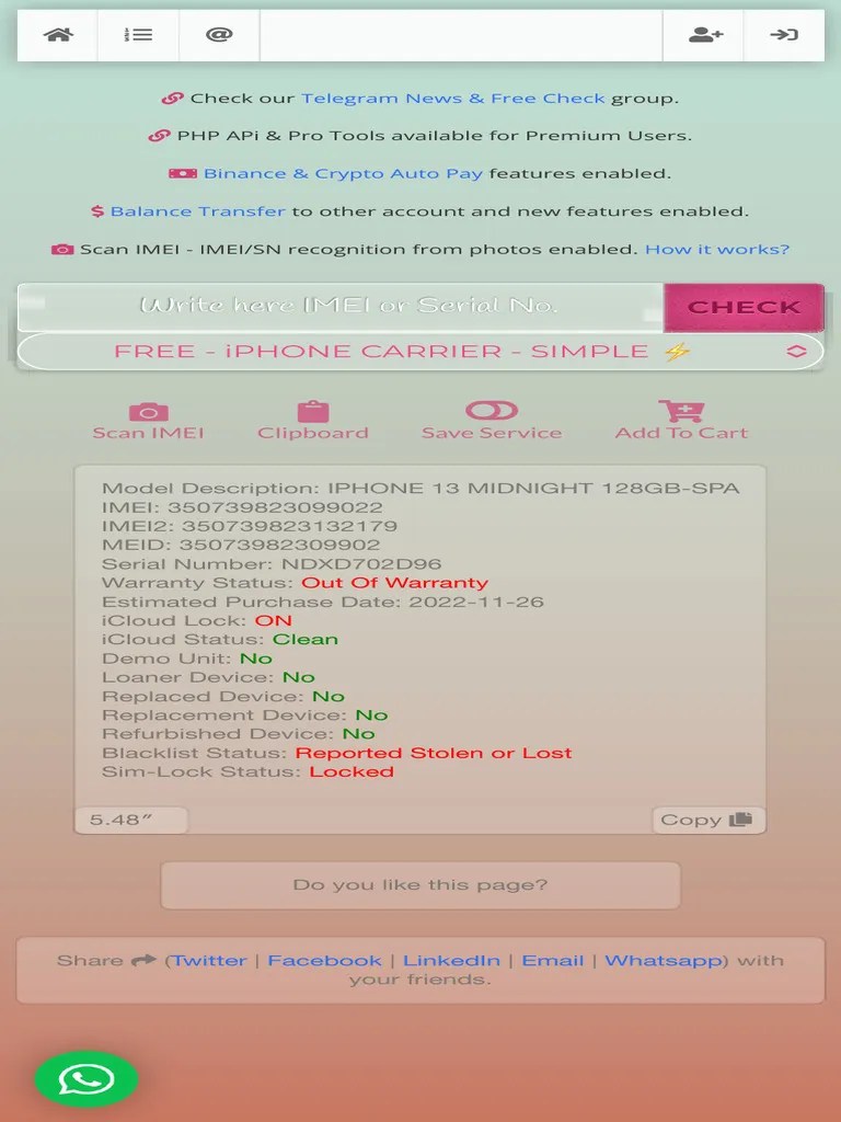 Free IMEI Checker Online - SICKW - COM IMEI CHECK SERVICE | PDF | Business