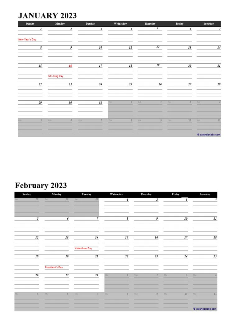 2023-monthly-calendar-excel-template-04 | PDF | Holidays | Observances
