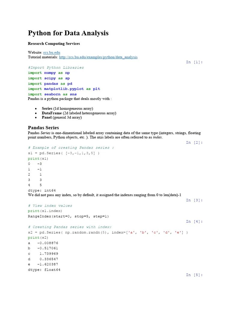 Tutorial Data Visualization Pandas Matplotlib Seaborn | PDF | Mean ...