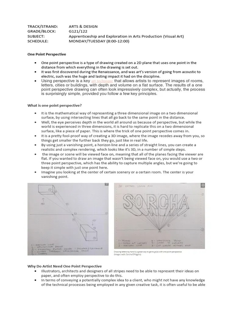 One Point Perspective PDF | Download Free PDF | Perspective (Graphical)