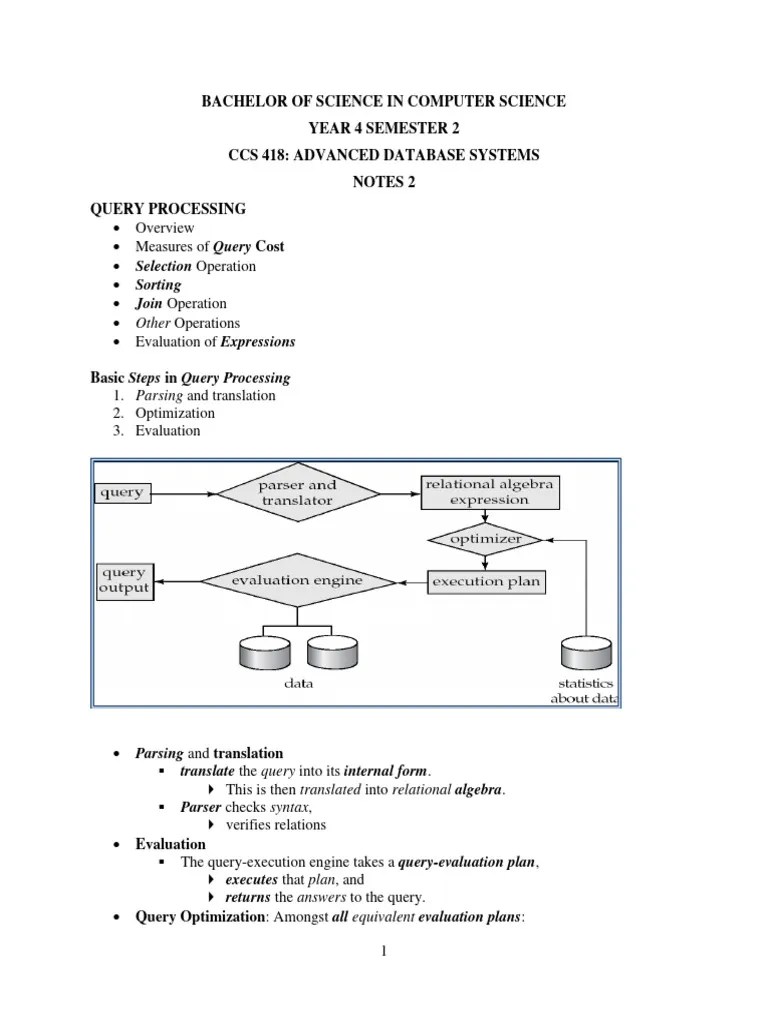 Advanced Database Systems Lecture Notes | PDF | Database Transaction ...