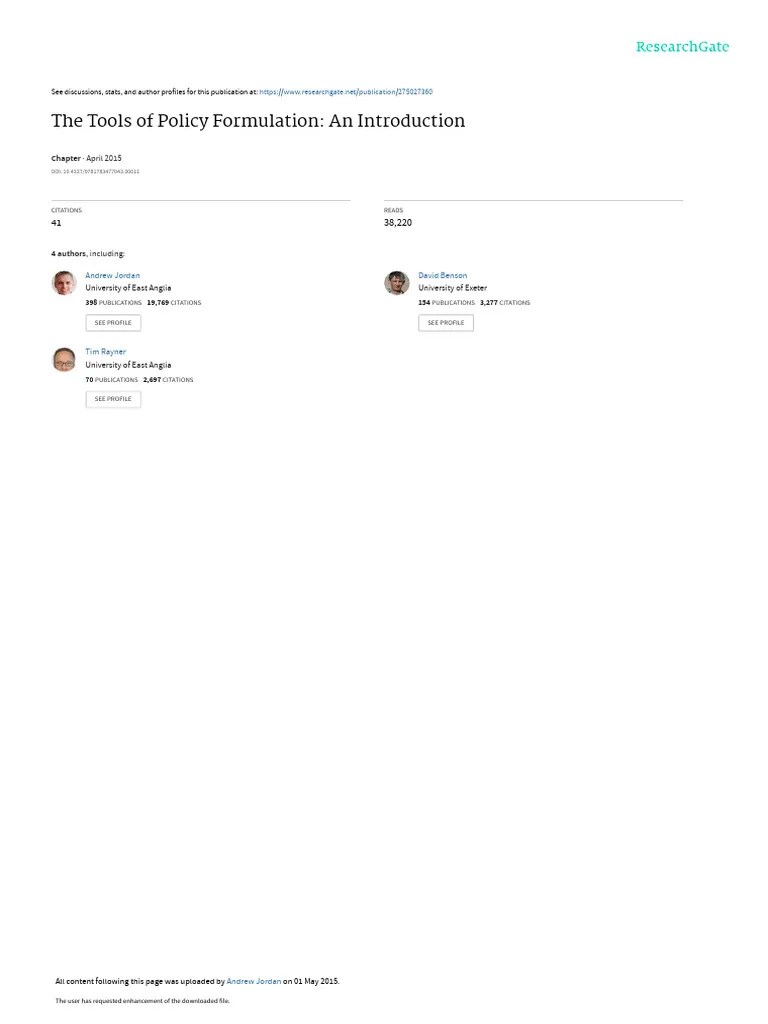 TheToolsofPolicyFormulation Chapter1 Introduction | PDF | Policy | Policy Analysis