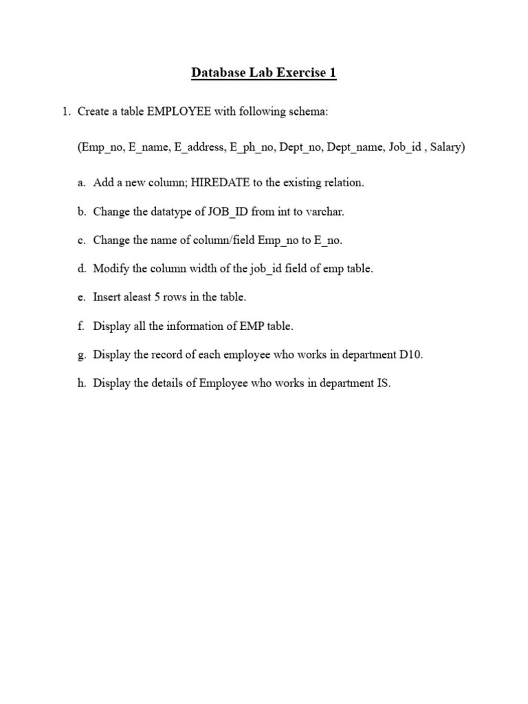 Database Lab Exercise | PDF | Table (Database) | Data Model