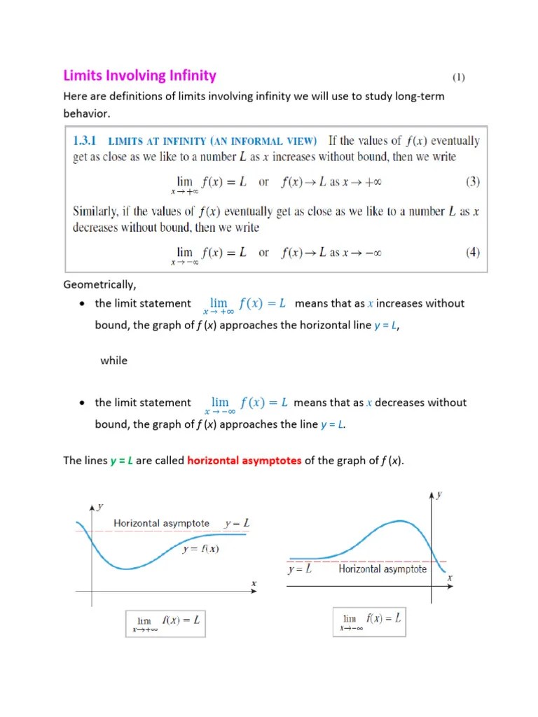 Lecture-7, Limits Involving Infinity, Cal-1 | PDF | Asymptote | Combinatorics