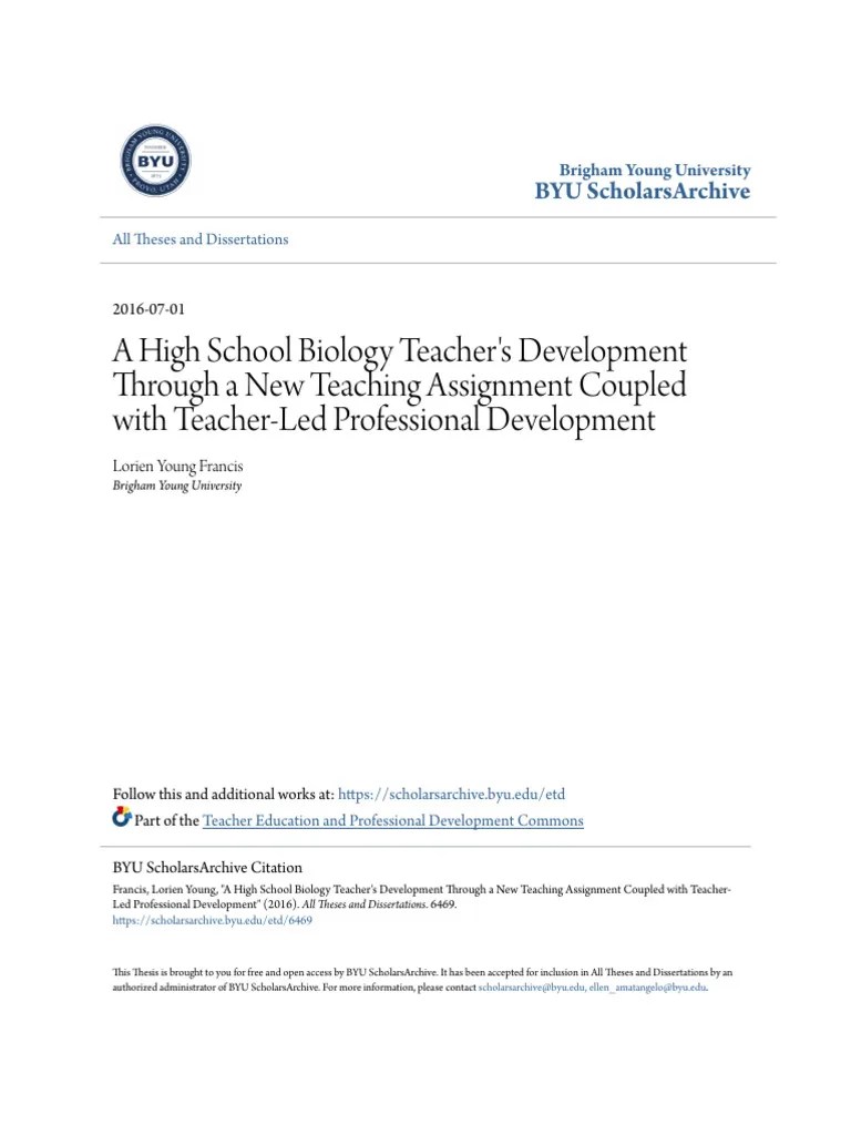 A High School Biology Teachers Development Through A New Teaching | PDF ...