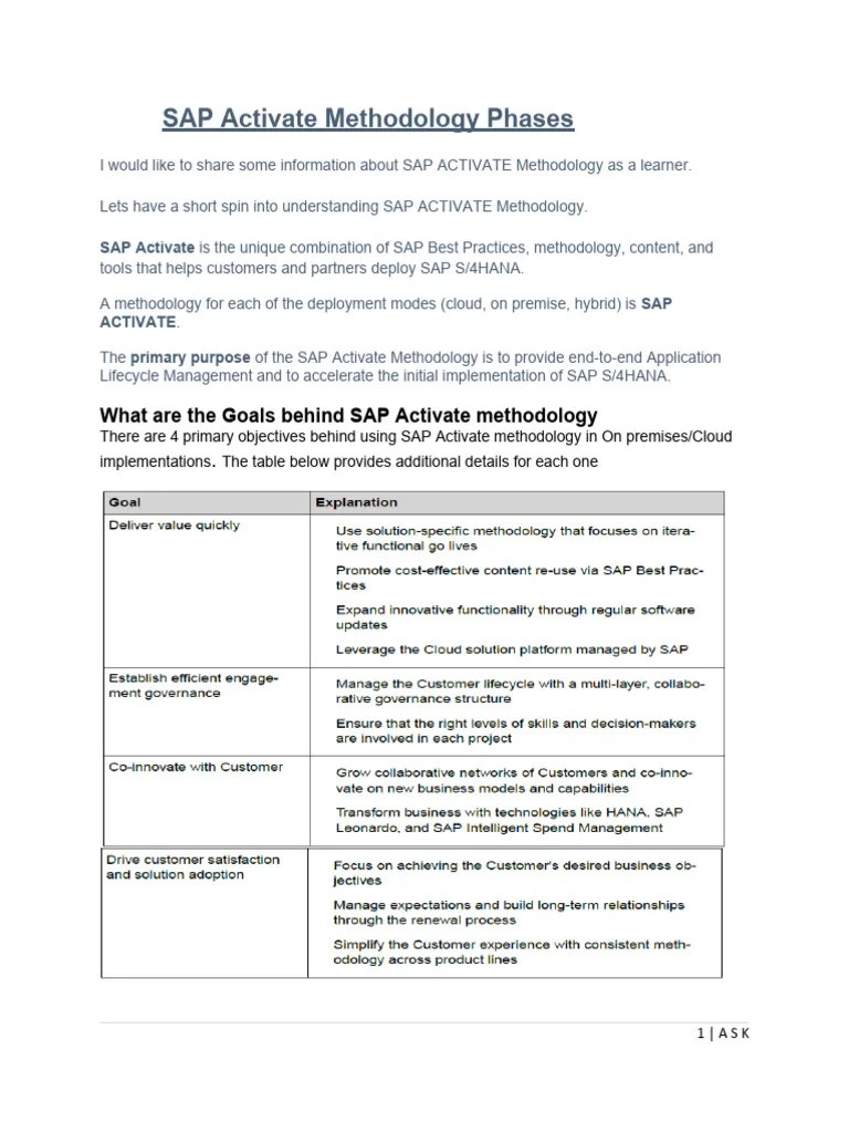 SAP Activate Methodology 2024 | PDF | Software Development Process ...